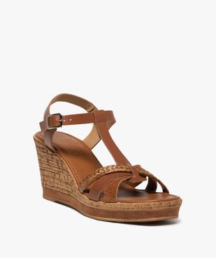 Sandales femme compensées dessus cuir - Tanéo vue2 - TANEO - GEMO