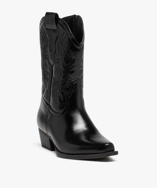 Bottes santiags à bout carré et broderies femme vue2 - GEMO (CASUAL) - GEMO