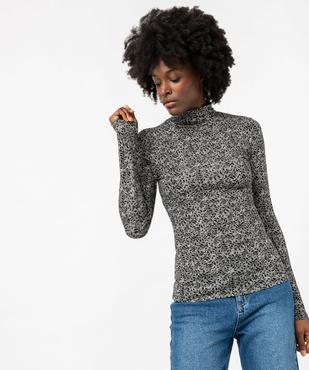 Tee-shirt manches longues et col roulé imprimé femme vue2 - GEMO 4G FEMME - GEMO