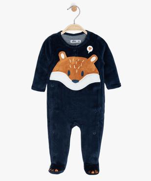 Pyjama bébé en velours avec ouverture devant vue1 - GEMO 4G BEBE - GEMO