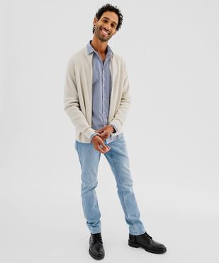 Chemise rayée coupe slim en coton stretch homme vue11 - GEMO 4G HOMME - GEMO