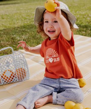 Tee-shirt manches courtes avec inscription pailletée bébé fille vue4 - GEMO(BEBE DEBT) - GEMO