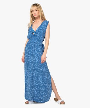 Robe de plage femme imprimée longue et échancrée  vue1 - GEMO (PLAGE) - GEMO