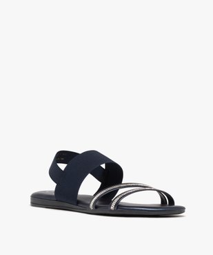 Sandales femme avec brides à strass et brides élastiques vue2 - GEMO (CASUAL) - GEMO