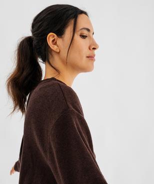 Tee-shirt manches longues en maille côtelée souple femme vue2 - GEMO(FEMME PAP) - GEMO