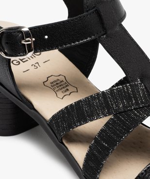 Sandales confort femme à talon carré en cuir avec deux brides élastiques fantaisie vue6 - GEMO 4G FEMME - GEMO