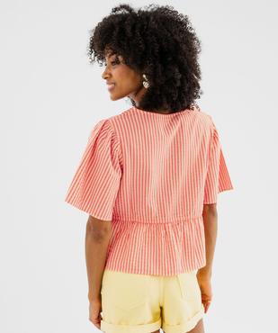Blouse manches courtes en seersucker à basque femme vue3 - GEMO(FEMME PAP) - GEMO