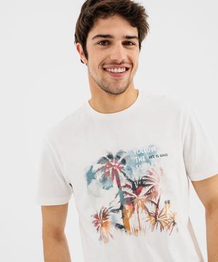 Tee-shirt manches courtes motif palmiers homme vue2 - GEMO 4G HOMME - GEMO