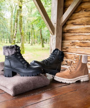Boots fourrées à lacets et zips femme vue7 - TOM TAILOR - GEMO