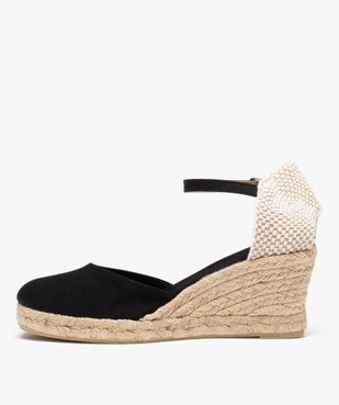 Espadrilles femme à talon compensé et dessus en toile unie  vue3 - GEMO(URBAIN) - GEMO