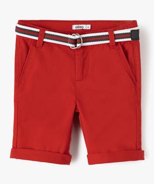 Bermuda en coton avec ceinture tricolore garçon vue1 - GEMO 4G GARCON - GEMO