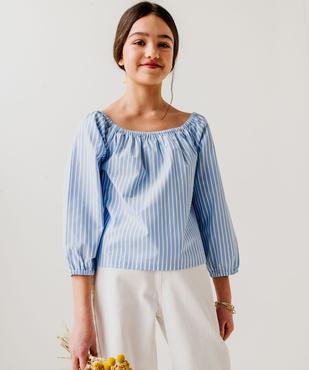 Chemise rayée à manches longues et col Bardot fille vue5 - GEMO (JUNIOR) - GEMO