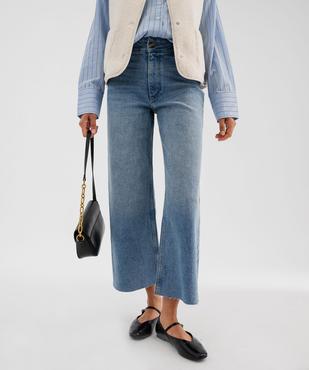 Jean wide leg cropped en denim délavé femme vue3 - GEMO 4G FEMME - GEMO