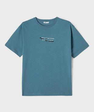 Tee-shirt manches courtes avec inscription poitrine garçon vue1 - GEMO (JUNIOR) - GEMO
