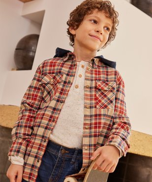 Chemise à carreaux avec capuche amovible garçon - LuluCastagnette vue6 - LULUCASTAGNETTE - GEMO