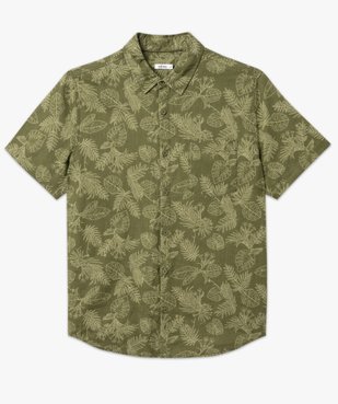 Chemise à manches courtes imprimée à motif feuillage en lin et coton homme vue4 - GEMO 4G HOMME - GEMO