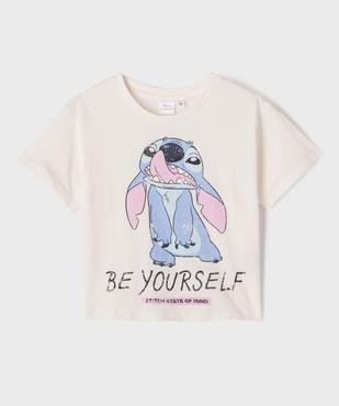 Tee-shirt manches courtes motif Stitch fille - Disney vue1 - LILO & STITCH - GEMO