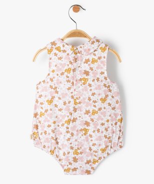 Combishort bébé sans manches imprimé fleuri et smocks - LuluCastagnette vue3 - LULUCASTAGNETTE - GEMO