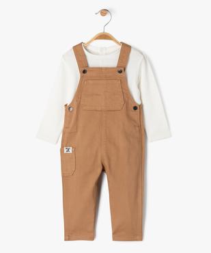 Ensemble 2 pièces salopette + tee-shirt manches longues bébé garçon vue1 - GEMO(BEBE DEBT) - GEMO