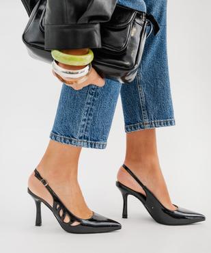 Escarpins slingback vernis à talon fin et détails ajourés - Follow Me vue7 - FOLLOW ME - GEMO