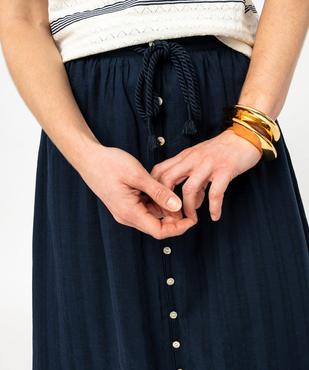 Jupe midi à boutons en coton/lin mélangés femme - LuluCastagnette vue2 - LULUCASTAGNETTE - GEMO