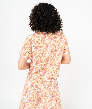 Haut de pyjama à manches courtes imprimé femme vue3 - GEMO 4G FEMME - GEMO