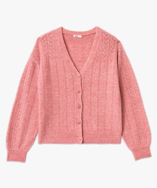 Gilet coupe droite en maille douillette ajourée femme vue4 - GEMO 4G FEMME - GEMO