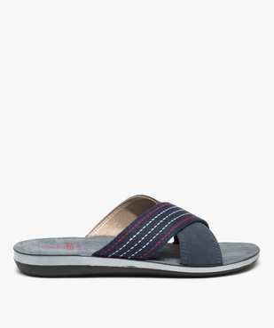 Mules homme à larges brides croisées en toile rayée vue1 - GEMO (PLAGE) - GEMO