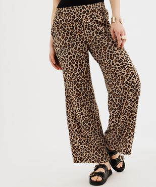 Pantalon fluide imprimé coupe large femme vue1 - GEMO 4G FEMME - GEMO