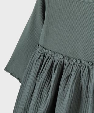 Robe manches longues bimatière bébé fille vue2 - GEMO 4G BEBE - GEMO