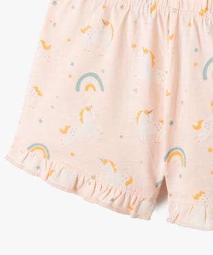 Pyjashort 2 pièces à volants avec motifs licorne et arc-en-ciel bébé fille vue3 - GEMO 4G BEBE - GEMO