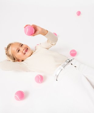 Pull en maille côtelée avec col montant froncé fille vue1 - GEMO (ENFANT) - GEMO