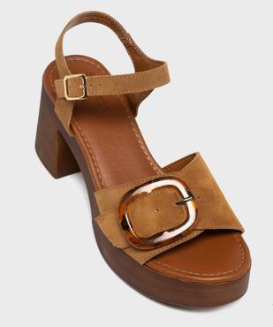 Sandales à talon en cuir suédé femme vue5 - TANEO - GEMO