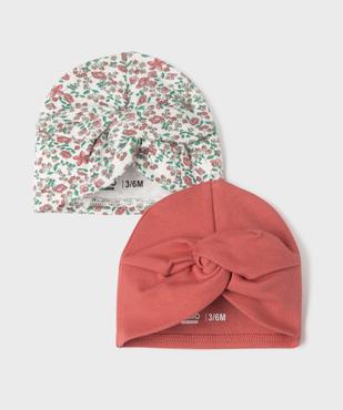 Bonnet de naissance en jersey effet noué bébé fille (lot de 2)  vue1 - GEMO 4G BEBE - GEMO
