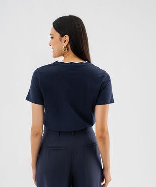 Tee-shirt manches courtes à col fantaisie femme vue4 - GEMO(FEMME PAP) - GEMO