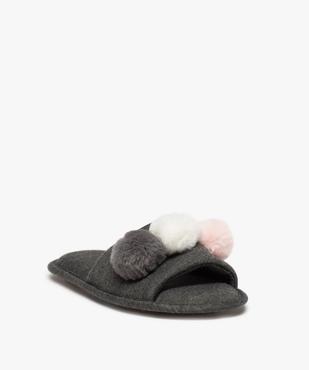 Chaussons femme mules ouvertes avec pompons vue2 - GEMO(HOMWR FEM) - GEMO