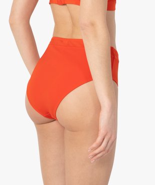 Bas de maillot de bain femme uni forme culotte taille haute vue2 - GEMO (PLAGE) - GEMO