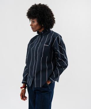 Chemise rayée à col montant pour femme - LuluCastagnette vue1 - LULUCASTAGNETTE - GEMO