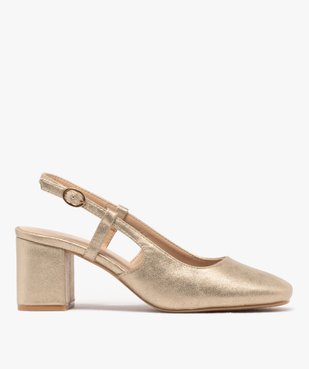 Escarpins sling-back à talon large et bout carré femme vue2 - FOLLOW ME - GEMO