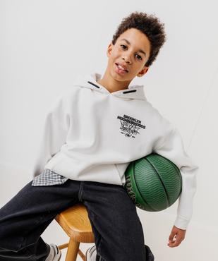 Sweat à capuche avec inscriptions urbaines garçon vue4 - GEMO 4G GARCON - GEMO