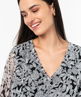 Blouse à manches longues en voile à motifs fleuris femme vue2 - GEMO 4G FEMME - GEMO