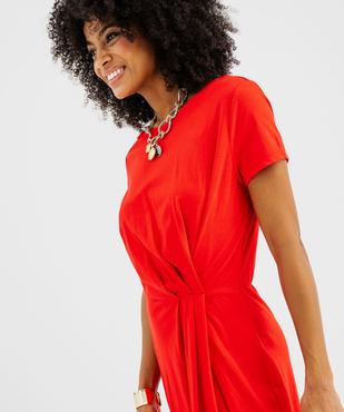 Robe longue manches courtes en maille femme vue2 - GEMO(FEMME PAP) - GEMO