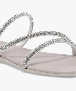 Mules femme à talon plat unies à brides strass vue6 - GEMO (CASUAL) - GEMO