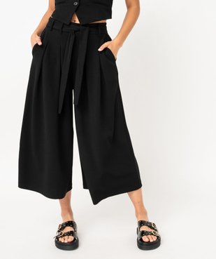 Pantalon large et court en maille avec ceinture femme vue2 - GEMO(FEMME PAP) - GEMO