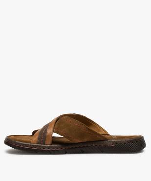 Mules homme en cuir à larges brides croisées vue3 - GEMO (CASUAL) - GEMO