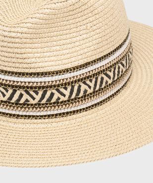 Chapeau en paille de papier avec bandes tressées femme vue2 - GEMO (ACCESS) - GEMO