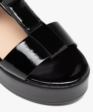 Sandales femme compensées à larges brides vernies vue6 - GEMO(URBAIN) - GEMO