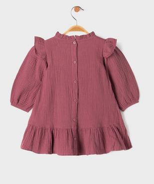 Robe manches longues en gaze de coton brodé bébé fille vue3 - GEMO(BEBE DEBT) - GEMO