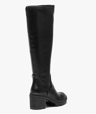 Bottes femme unies à talon carré et semelle crantée col stretch vue4 - GEMO(URBAIN) - GEMO
