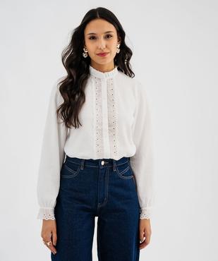 Chemise manches longues en maille texturée et dentelle femme vue1 - GEMO(FEMME PAP) - GEMO